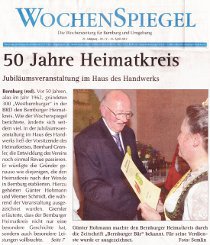 Pressebeitrag '50 Jahre Heimatkreis' WochenSpiegel 25.04.2012